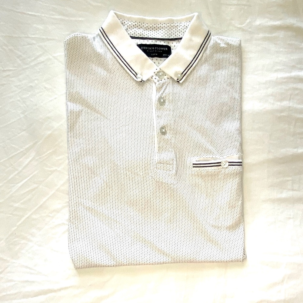 Denim & Flower Med dot collar shirt